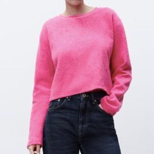 Zara Hot Pink Marled Crop Sweater